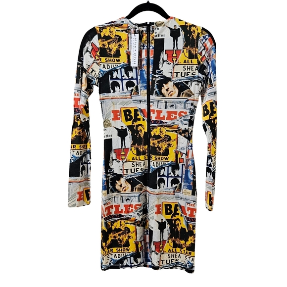 Alice + Olivia The Beatles Delora Mini Dress All Star Show 2 Long Sleeve NWT - Picture 3 of 6